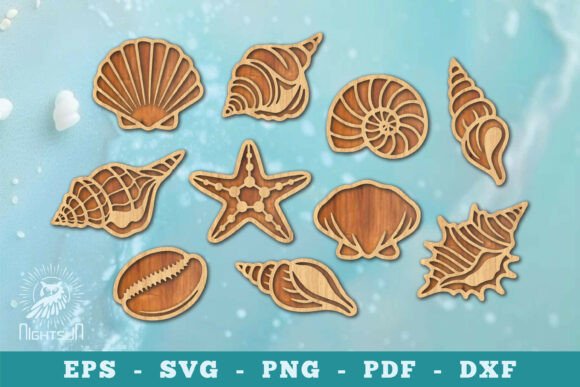 Download Set of Sea Shell Lasercut Decoration SVG - Decoration Collection